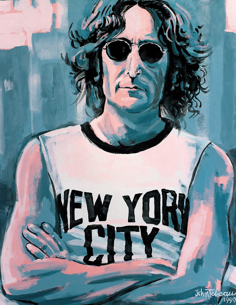 John Lennon Wall Art – Signed Color Portrait Print by NYC Artist John Tebeau – 8.5x11 Music Icon Artwork