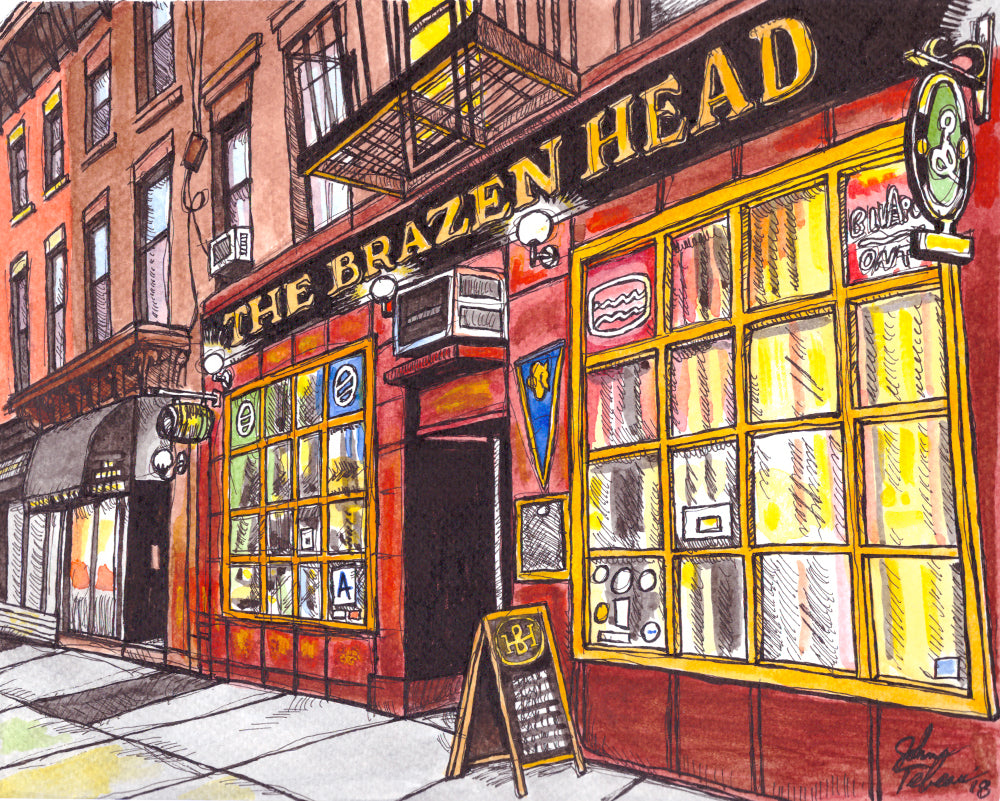 Brazen Head pub of Brooklyn, NYC: signed art prints by John Tebeau