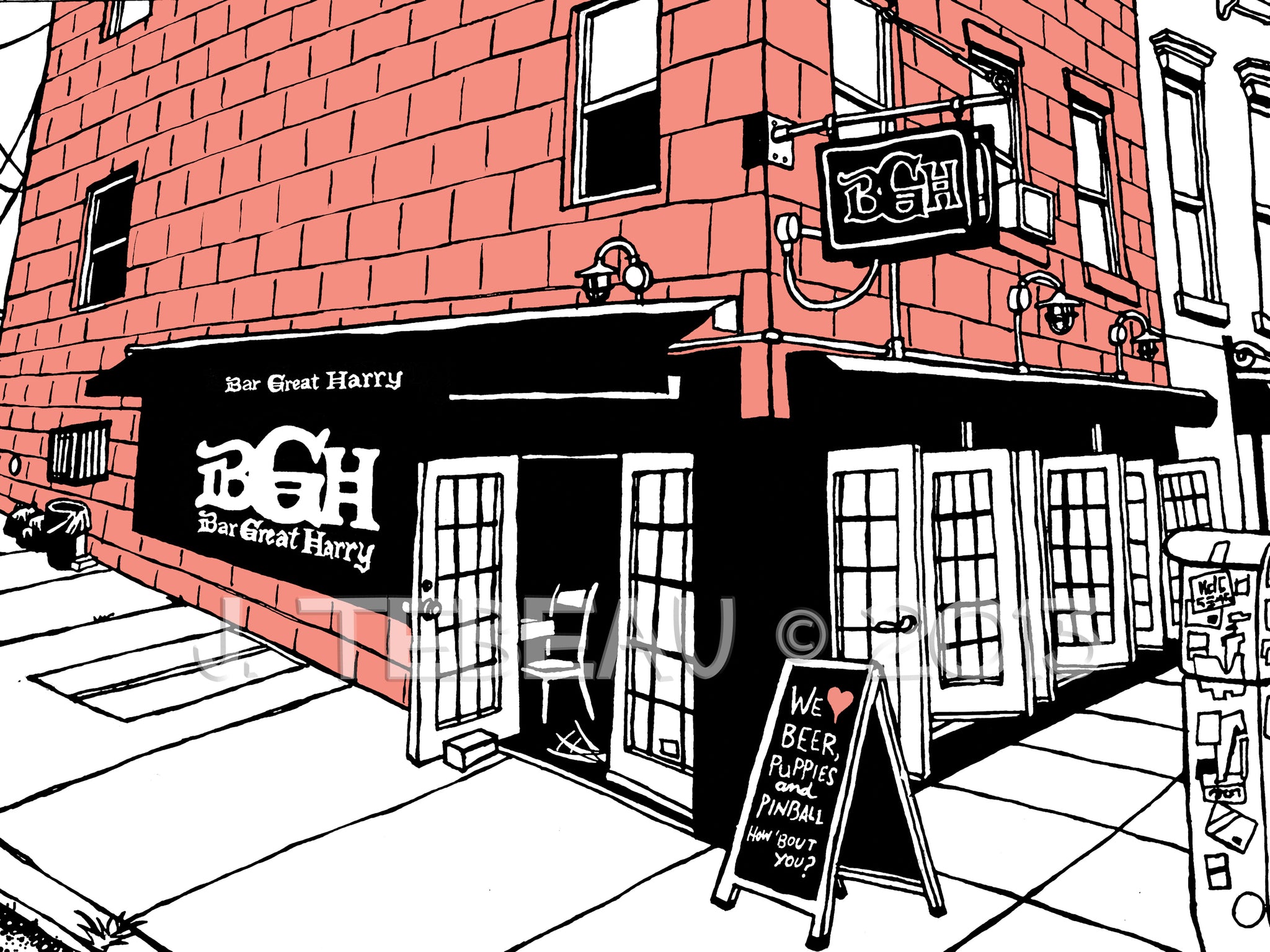 Bar Great Harry of Brooklyn, New York signed & numbered art prints by john tebeau
