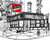 Signed print of a black and white illustration of Finn's Corner bar in Prospect Heights, Brooklyn. New York restaurant art by John