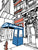 Illustrated art print of Jimmy’s Corner bar in Times Square, Manhattan, featuring the bar’s iconic blue awning and detailed building facade by artist John Tebeau
