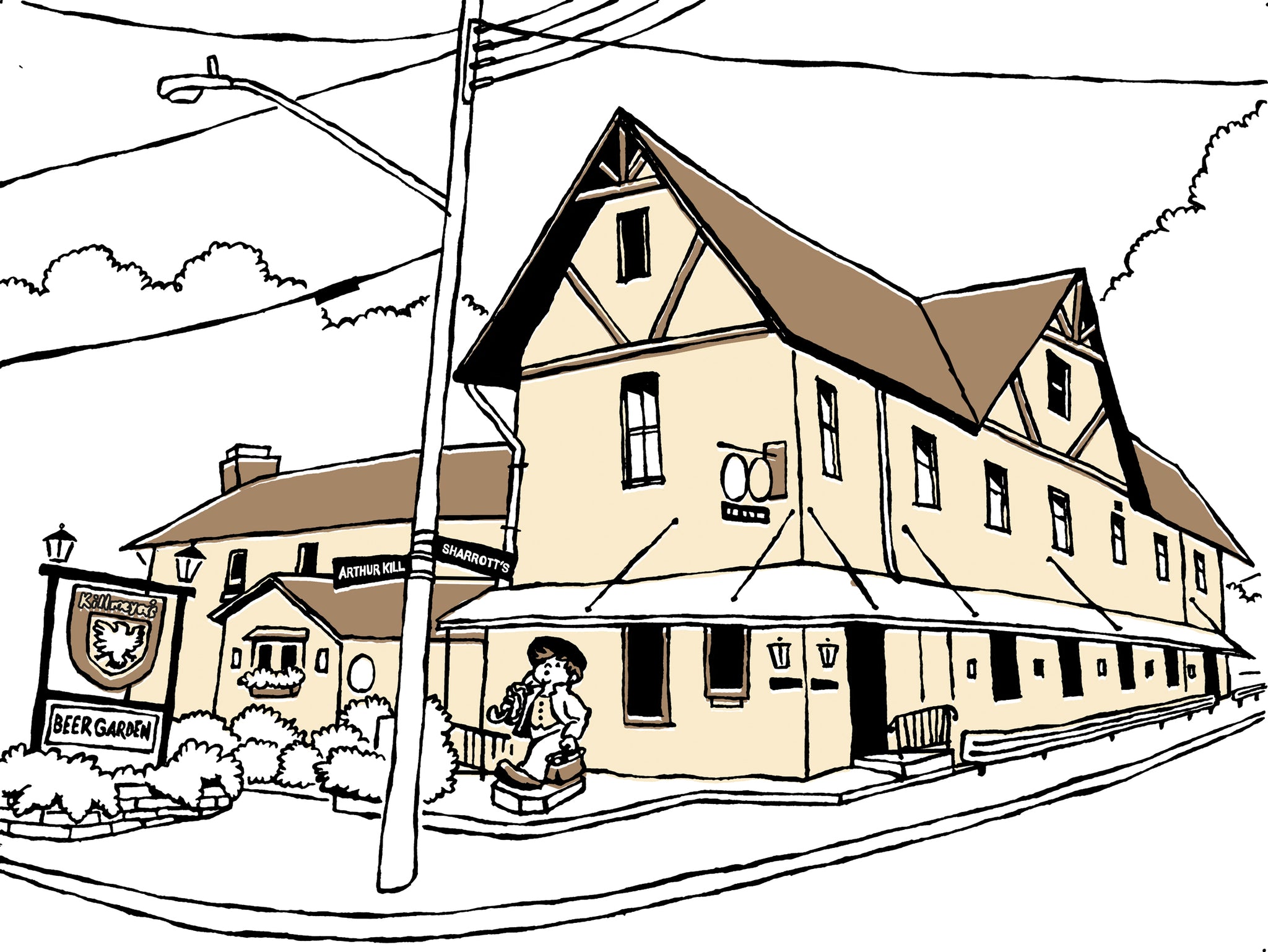 killmeyer's old bavaria inn staten island nyc bar art by john tebeau