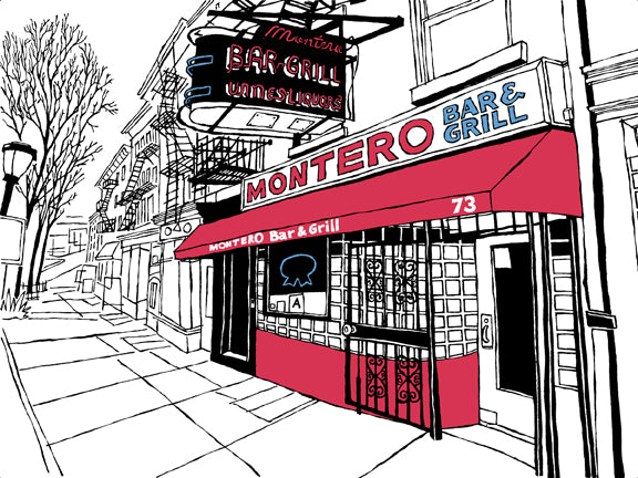 Montero's bar brooklyn nyc art print john tebeau