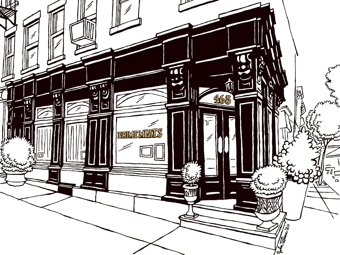 Prime Meats Brooklyn art by John Tebeau © 2020