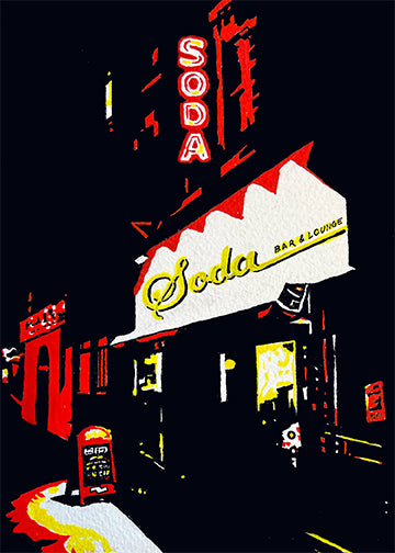 Soda Bar of Prospect Heights, Brooklyn signed art prints. RIP! (ships free in the US)