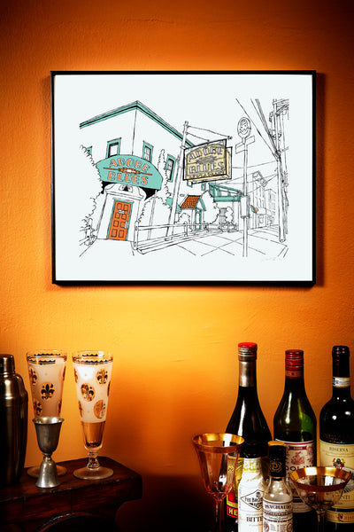 adobe blues staten island beer bar art new york restaurant art by john tebeau