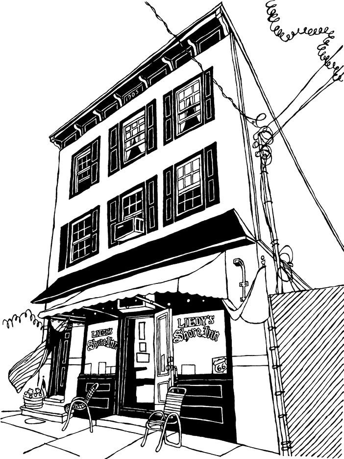 Liedy's Shore Inn of Staten New York, Original Art (ink on paper)