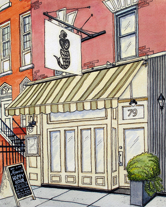 The Mermaid Inn of Greenwich Village NYC signed art prints. (ships free in the US)