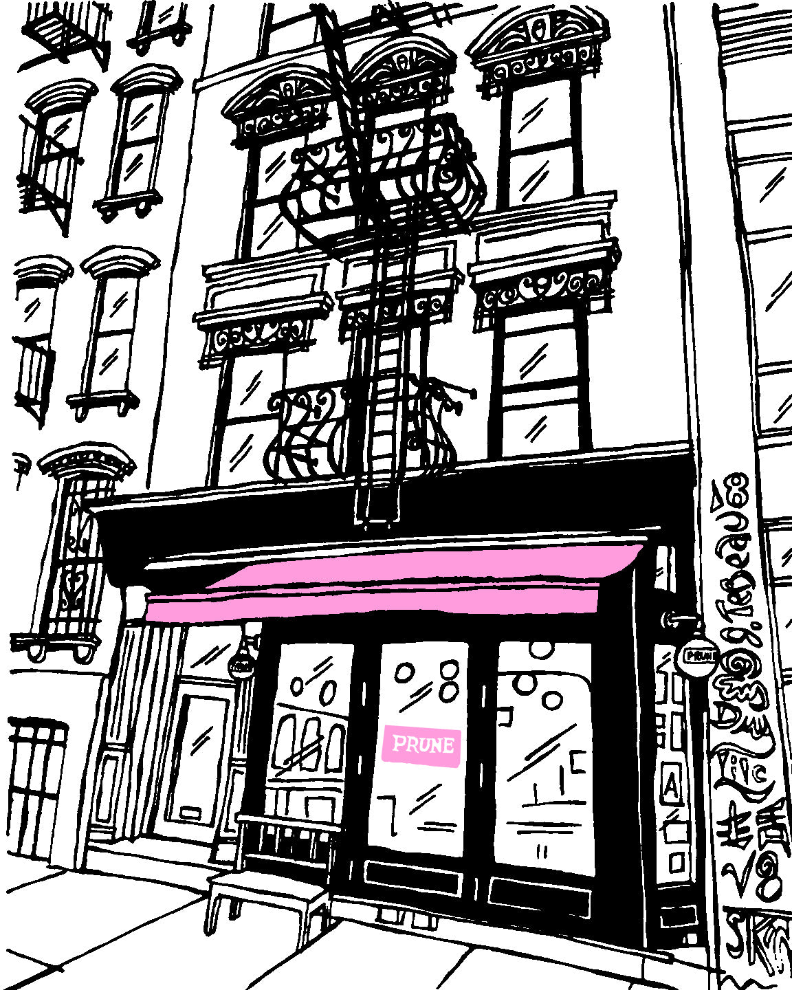 Prune restaurant of New York City signed prints. (ships free in the US)