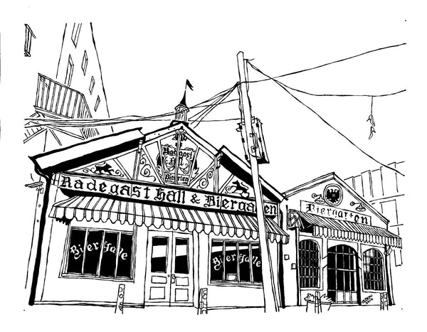 radegast hall williamsburg brooklyn nyc original art by john tebeau