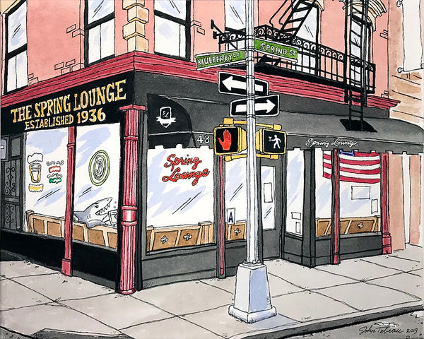 The Spring Lounge Bar of Manhattan, New York signed prints. (ships free in the US)