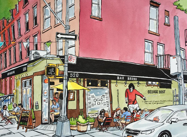 Bar Bruno of Brooklyn, New York: signed prints by John Tebeau. (ships free in the US)