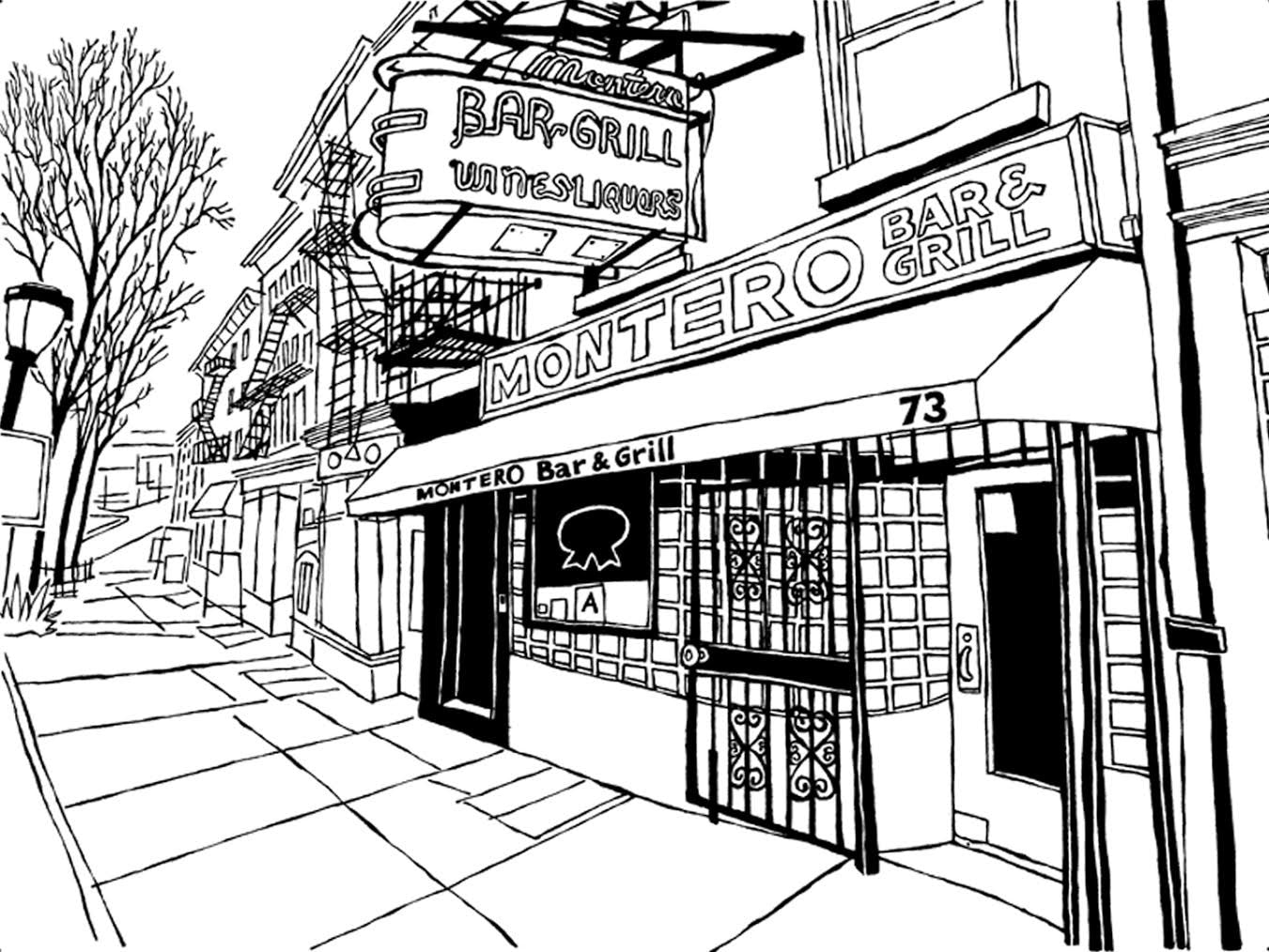 Montero's bar brooklyn nyc original art john tebeau