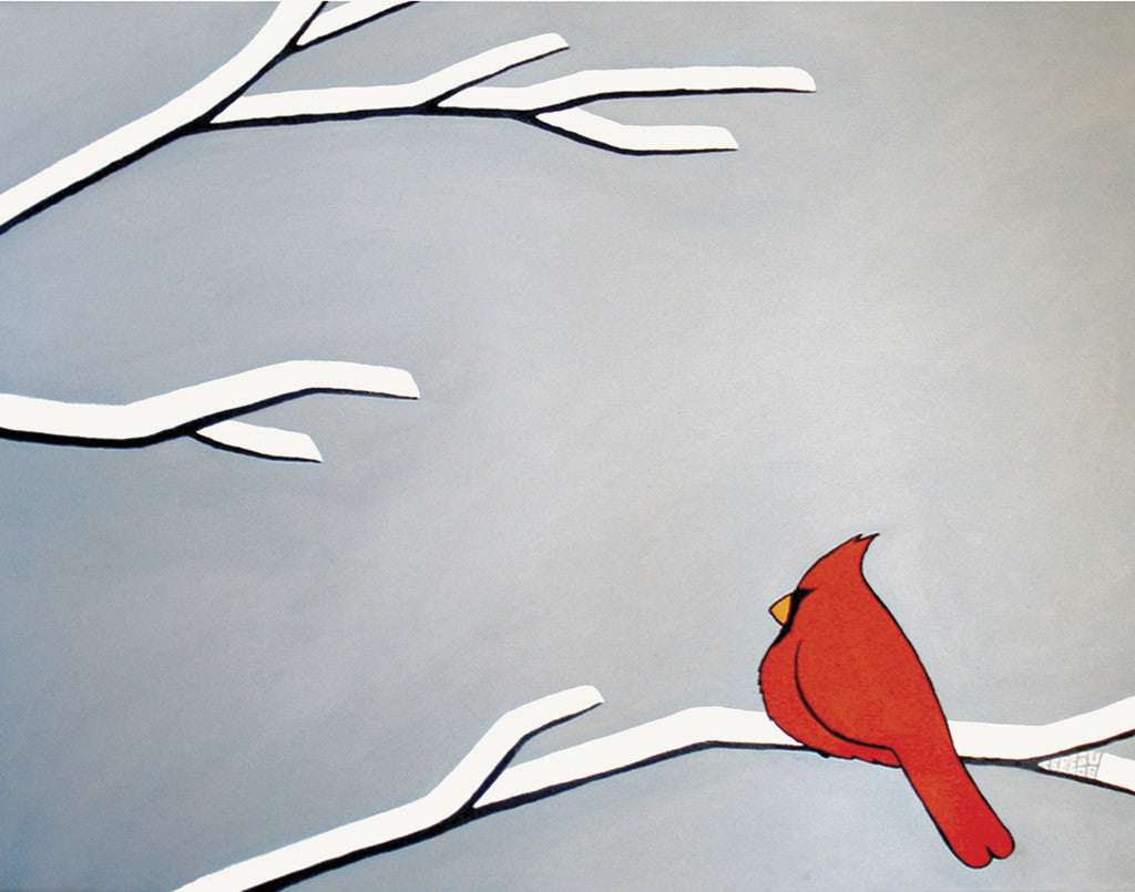 Cardinal in Winter, "First Snow" signed print