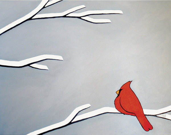 Cardinal in Winter, "First Snow" signed print