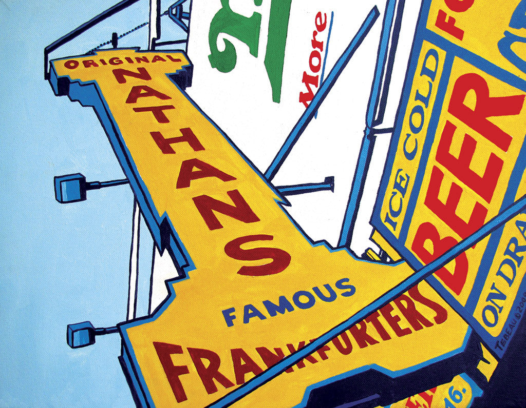 "Nathans" A Brooklyn, New York Coney Island signed art print by John Tebeau